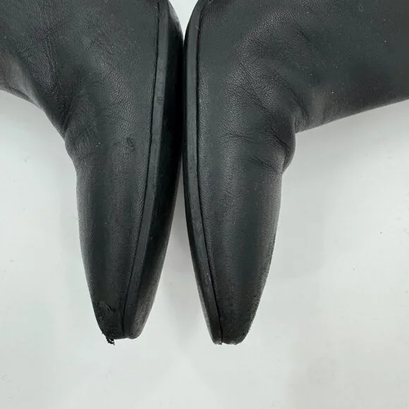 Furla Sirena Black Leather Square-Toe Ankle Boots Size7.5 or  38.5 Made In Italy - Picture 5 of 15